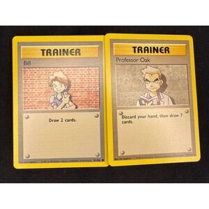 Pokemon TCG Trainer Cards Bill Professor Oak 1999 Base‎ Set 91/102